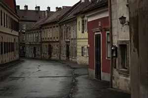 Tower Town Prints: Old street in Sopron city, Hungary