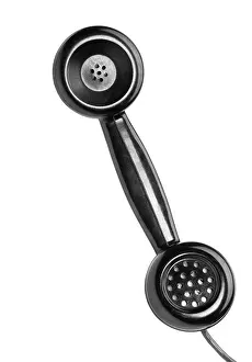 Dial Prints: old telephone receiver. Black color, isolated on white