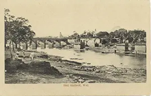 Centuries Prints: An old view of the bridge in the Wai village Mid 20th century Village Wai near Sultanpur