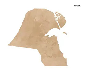 Central City Prints: Old vintage paper textured map of Kuwait Country - Vector illustration