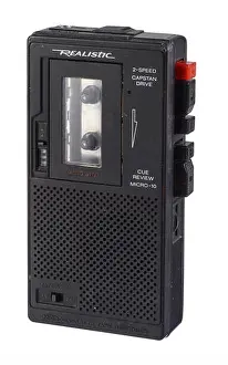 Memo Prints: Old vintage retro mini memo cassette tape recorder