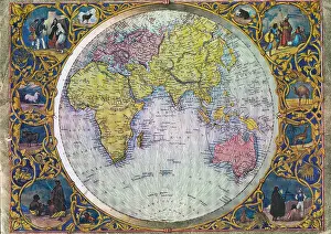 Old World Prints: Old world map showing Asia Africa Australia Indian Ocean India