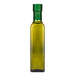 Dressing Prints: olive oil in glass bottle on white background, isolate