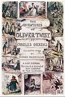 Artful Prints: Oliver Twist Original Cover of the partwork by George Cruikshank for the first publication of the Dickens novel