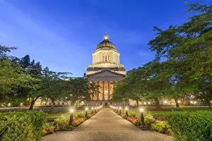 Courthouse Prints: Olympia, Washington, USA state capitol building at dusk