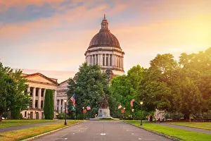 Olympia, Washington, USA state capitol building at dusk