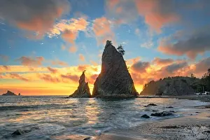 Olympic National Park, Washington, USA at Rialto Beach during sunset