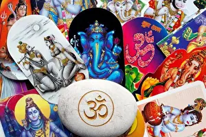 Ganapati Prints: The Om or Aum symbol. Hindu god images. Krishna and Radha. Ganesh, Krishna, Radha, Shiva