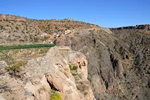 Sultanate Prints: Oman, the Saiq Plateau: view of the village of Al Aqr from Al Ayn on the lip of Wadi Al Ayn