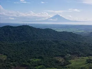 Ometepe volcano in Nicaragua lake landscape aerial drone view