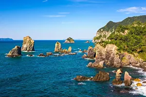 Omijima Island, Yamaguchi, Japan rocky coast on the Sea of Japan