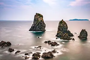 Omijima Island, Yamaguchi, Japan rocky coast on the Sea of Japan