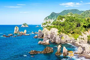 Omijima Island, Yamaguchi, Japan rocky coast on the Sea of Japan