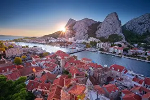 Split Prints: Omis, Croatia. Cityscape image of beautiful coastal town Omis