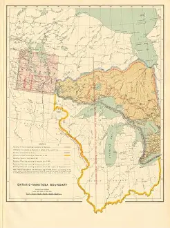 1906 Prints: ONTARIO-MANITOBA BOUNDARY DISPUTE. Dominion Acts 1870/77/81 Quebec 1774 1906 map