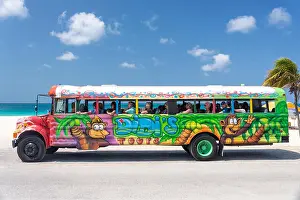 Resorts Prints: Open-air Didi's Tour Bus, Eagle Beach