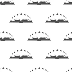 Reader Prints: Open book icon with with stars above it