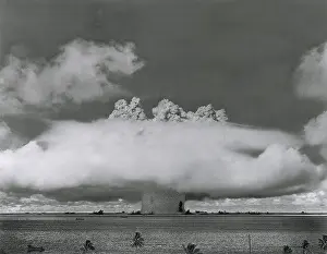 Crossroads Prints: Operation Crossroads BAKER was suspended beneath landing craft LSM-60 anchored in the midst of the target fleet