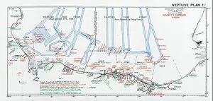 Calvados Prints: Operation Neptune. Normandy Landings. D-Day June 1944. Assault Landings 1994 map