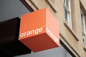 Cellphones Prints: Orange sign outside shop