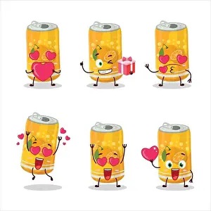 Recyclable Prints: Orange soda can cartoon character with love cute emoticon