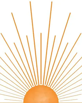 Sunburst Prints: Orange Sun Burst Illustration, Boho Sun Print