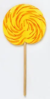 Licking Prints: Orange and yellow swirl lollipop, close up
