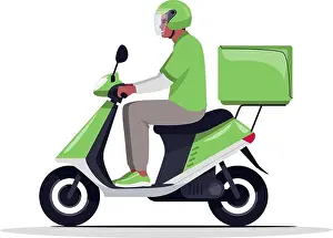 Parcel Prints: Order home delivery semi flat RGB color vector illustration