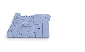 Dimension Prints: Oregon State Map 3d. State 3D rendering set in the United States