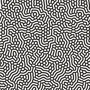 Scattered Prints: Organic Irregular Rounded Lines. Vector Seamless Black and White Pattern