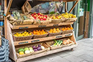 Shopfront Prints: Organic produce on sale at Better Food shop at Wapping Road, Bristol. Avon. England. UK