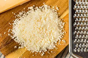 Grated Prints: Organic White Grated Parmesan Cheese in a Pile