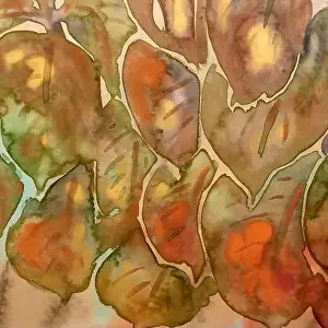 Watercolor Flowers Prints: Oriental floral watercolor design on a textured background