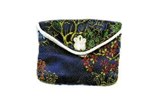 Embroidered Prints: Oriental satin embroidered mini purse