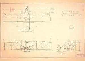 Engineers Prints: The original Wright brothers 1903 Airplane drawing blueprint
