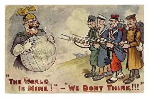 Archive Archives Archival Image Images Prints: Original WW1 era satirical comic cartoon postcard - Kaiser Wilhelm II (last German emperor and King of Prussia)