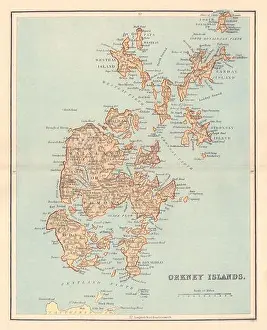 Glasgow Prints: ORKNEY ISLANDS antique map. Parishes. Kirkwall. Scotland. LIZARS 1895 old