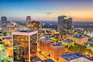 Images Dated 10th July 2017: Orlando, Florida, USA downtown cityscape at dusk