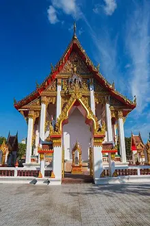 Calming Prints: Ornate Buddhist Temple with Gold Detailing in Phuket, Thailand