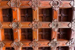 Tamil Nadu Prints: Ornate wooden ceiling, Padmanabhapuram Palace