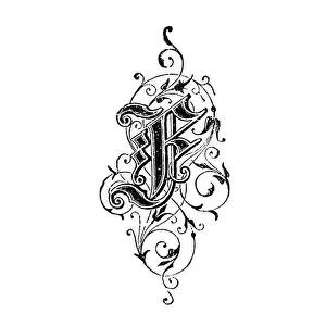 Fonts Prints: An ornately decorated letter used as an initial or drop cap at the beginning of a word