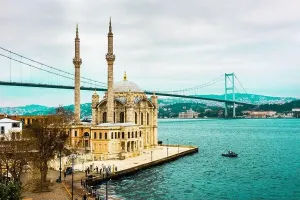 Martyrs Prints: ORTAKOY, ISTANBUL, TURKEY. Ortakoy Mosque and Bosphorus Bridge (15th July Martyrs Bridge)