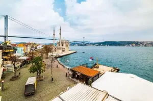 Martyrs Prints: ORTAKOY, ISTANBUL, TURKEY. Ortakoy Mosque and Bosphorus Bridge (15th July Martyrs Bridge)
