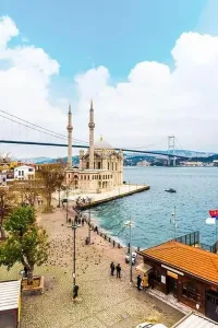 Martyrs Prints: ORTAKOY, ISTANBUL, TURKEY. Ortakoy Mosque and Bosphorus Bridge (15th July Martyrs Bridge)