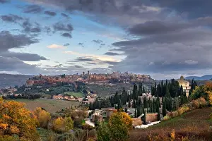 Orvieto, Umbria, Italy medieval skyline at dusk