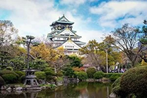 Trees Collection: Osaka Castle with Japanese garden and tourist sightseeing at Osaka, Japan