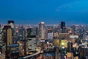 Images Dated 5th April 2017: Osaka downtown city skyline at the landmark Umeda District in Osaka, Japan