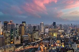 Images Dated 5th April 2017: Osaka downtown city skyline at the landmark Umeda District in Osaka, Japan
