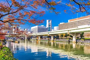 Osaka Prints: Osaka, Japan autumn on the Dojima River in the Nakanoshima district