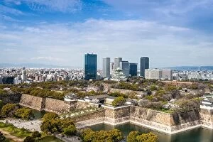 Images Dated 2nd April 2014: Osaka, Japan city skyline at the castle and business park